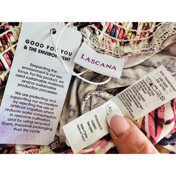 NWT Lascana Floral Print Crisscross Waist Smocked Back Flowy Twirl Mini Skirt - Picture 12 of 16